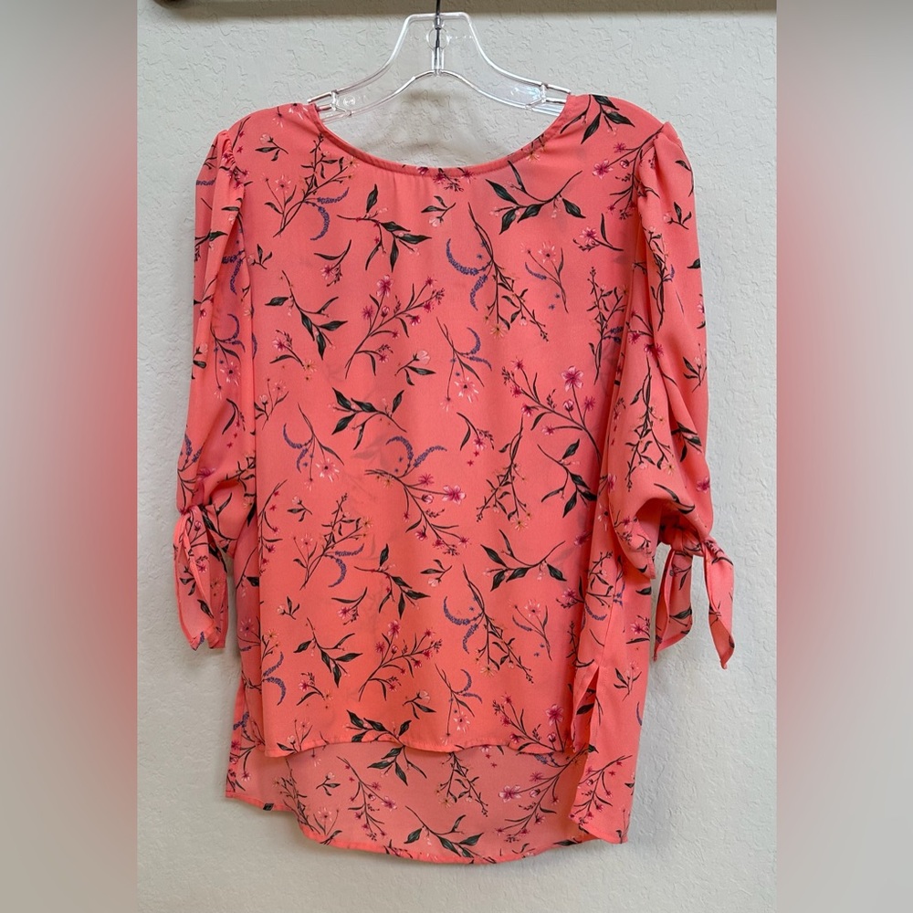 CeCe blouse, medium, coral floral